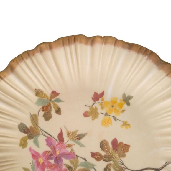 RW Rudolstadt Dinner Plate Crimped 24Kt Gold Trim Floral Germany Early 1900s Atq - Picture 11 of 15